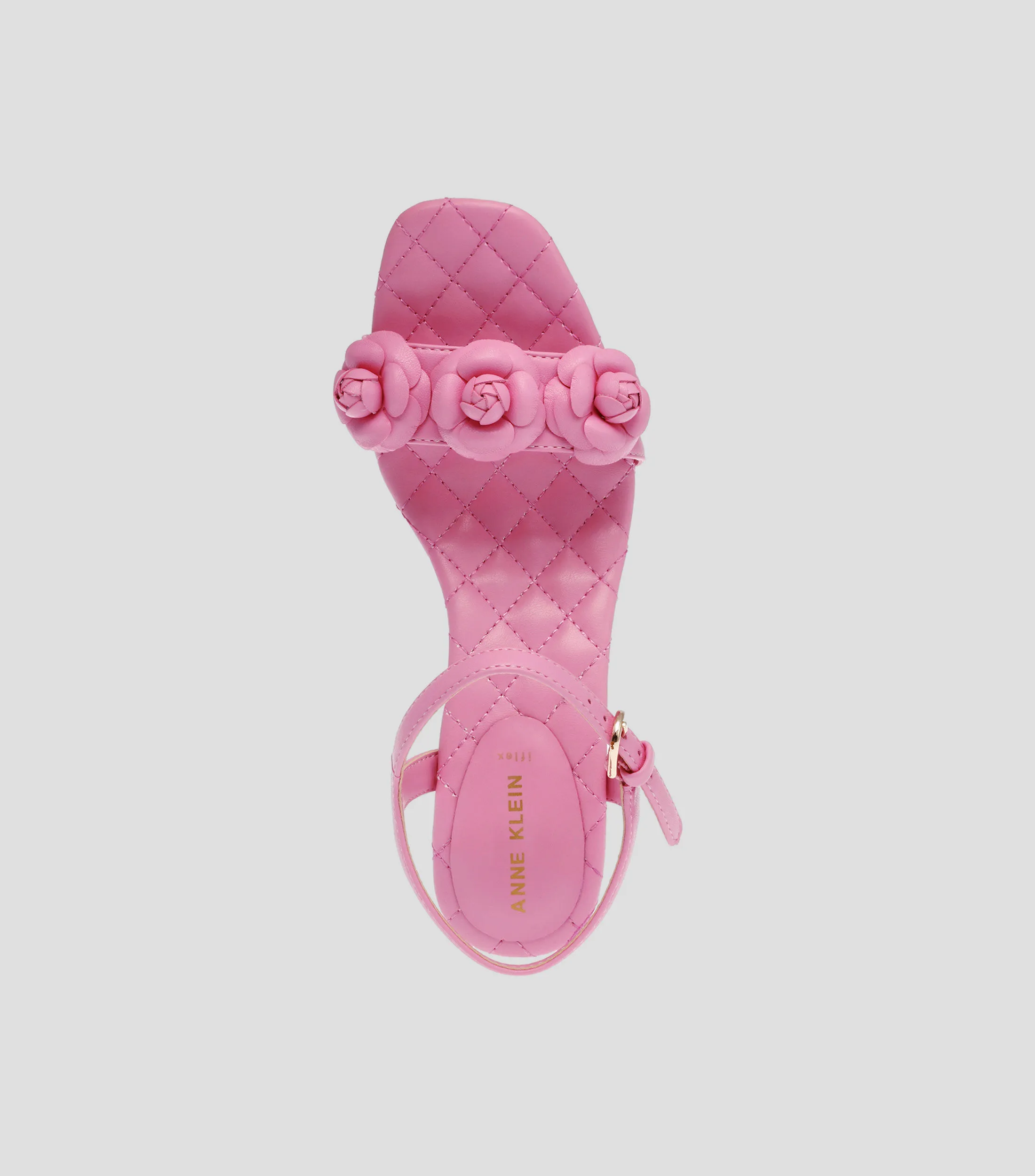 Anne Klein Sandalias de tacón bajo ancho con flores Mujer