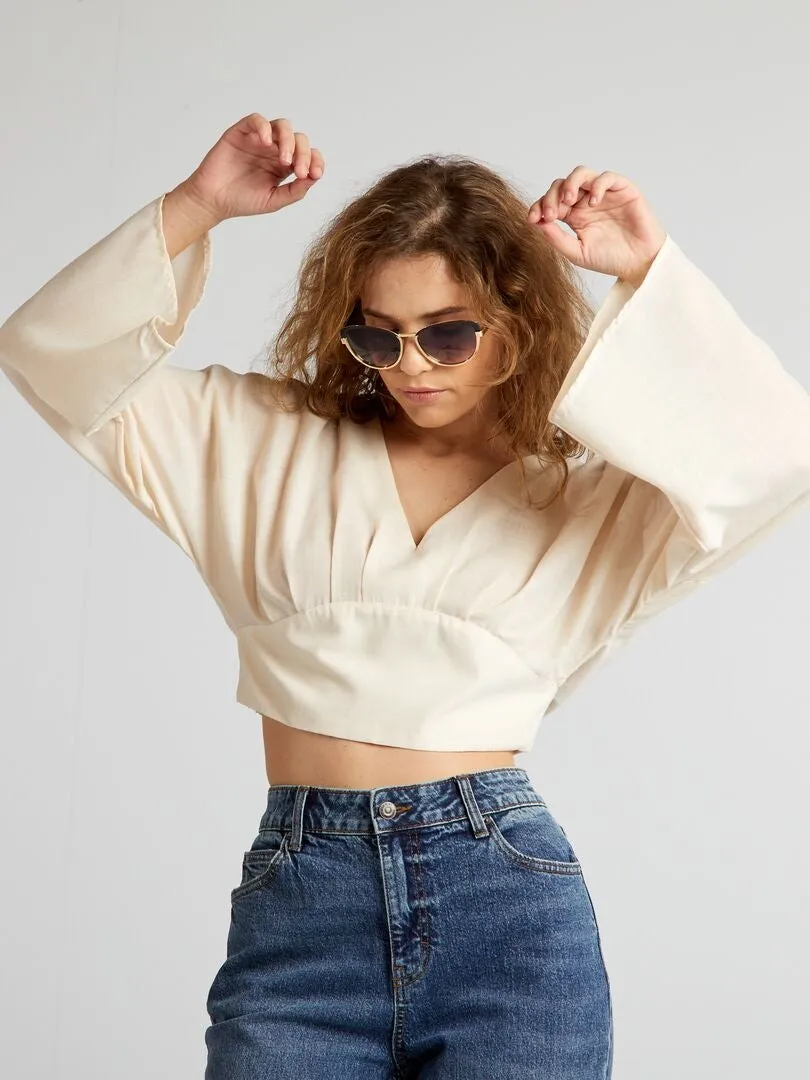Blusa crop top - BEIGE