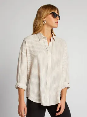 Camisa oversize a rayas - BEIGE