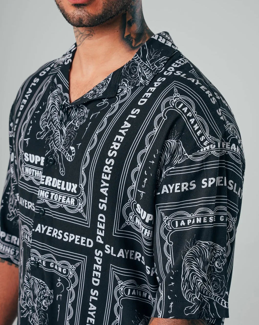 Camisa Para Hombre Oversize Negra Tigre