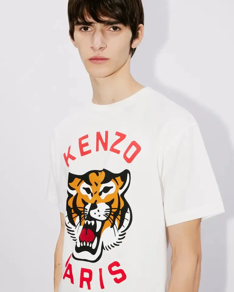 CAMISETA UNISEX OVERSIZE LUCKY TIGER BLANCA