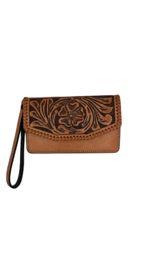 Cartera de piel cincelado a mano para dama