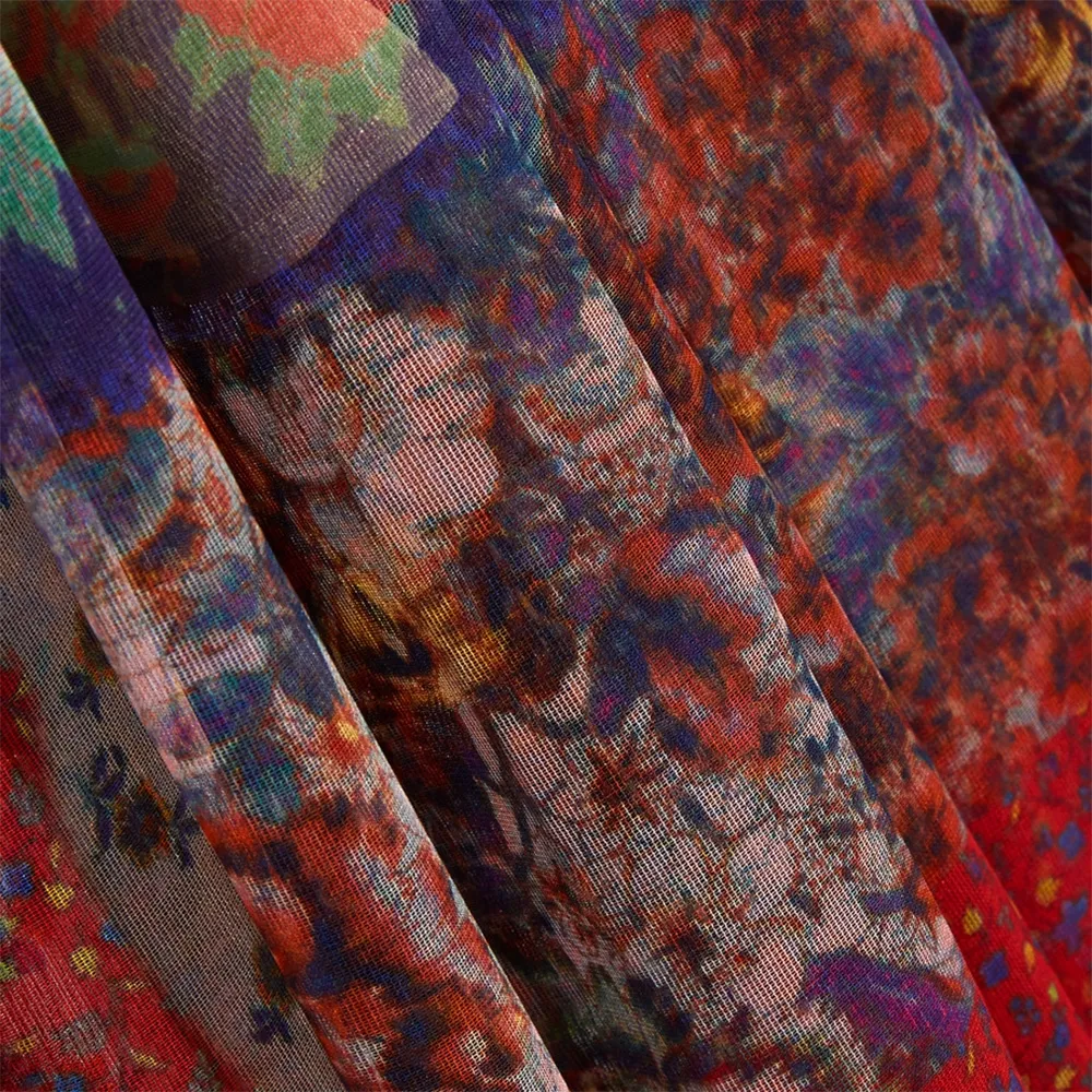 Etro Falda Folk Chiffon de Seda T 38