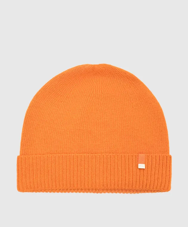 Herno Orange wool hat with logo