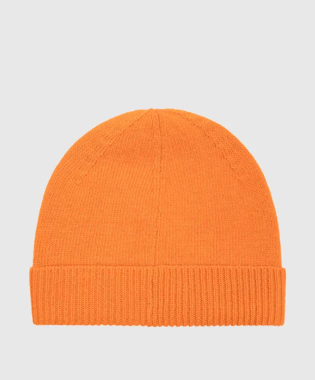 Herno Orange wool hat with logo