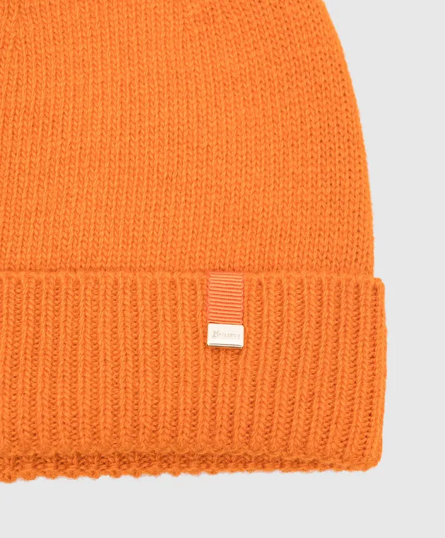 Herno Orange wool hat with logo