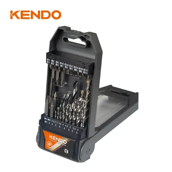 juego de 40 brocas con adaptador y punta destornillador kendo