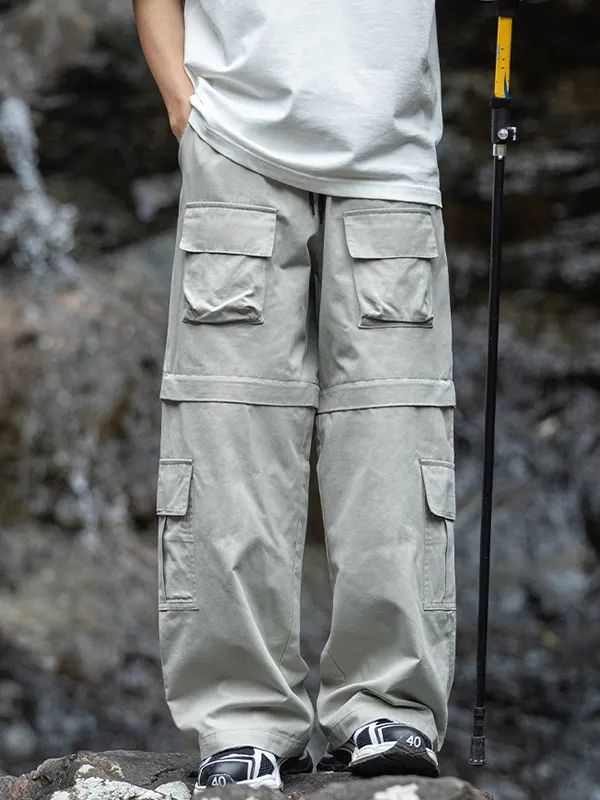 Pantalones cargo con empalme de múltiples bolsillos para hombre