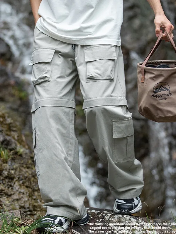 Pantalones cargo con empalme de múltiples bolsillos para hombre