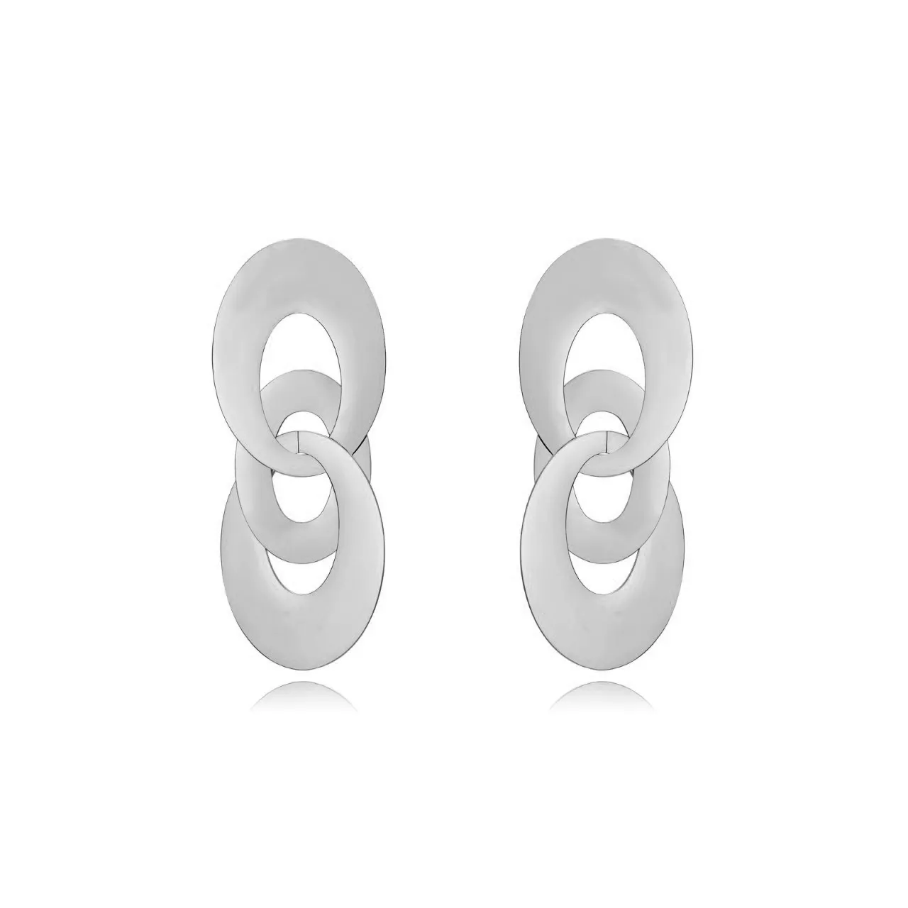 Pendientes Acero Triple Óvalo
