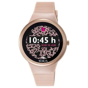 Reloj Rond Connect de Acero Ip Rosado Correa Silicona Nude