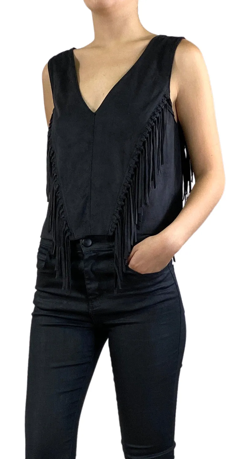ZARA Crop Tops Negro Flecos